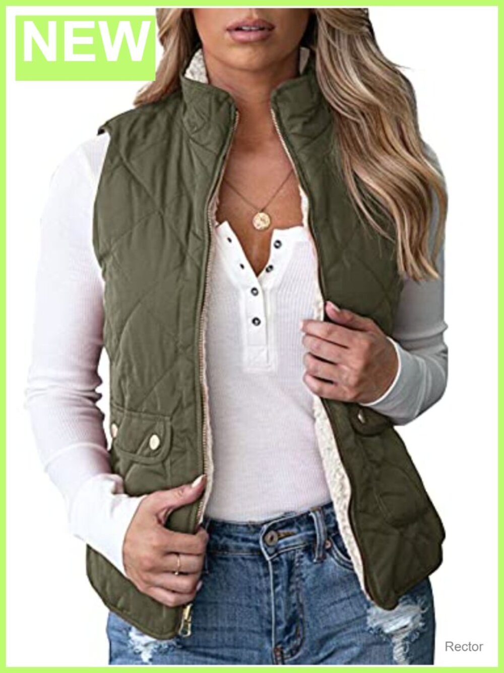 Reversible Quilted Sherpa Fleece Vest Lightweight Sleeveless Zip Up